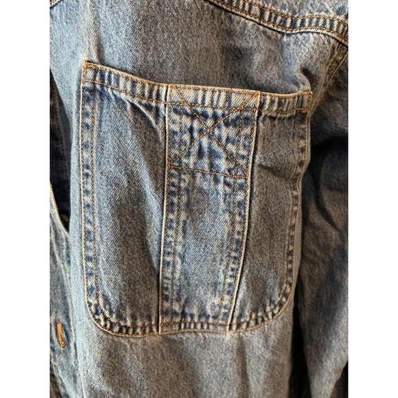 Medium Original Arizona Jean Company Long Sleeve Denim Blue Shirt Button Pockets - Picture 6 of 8
